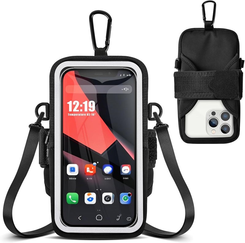 Kebrela Phone Holder for Running, Walking & Workout, Cell Phone Armband with Carabiner, Clear Crossbody Phone Pouch Purse with Adjustable Lanyard for iPhone and Android - Suitable for Women and Men - Image 1